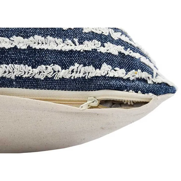 Pillows>Kirklands Home Blue Wispy Ways Tufted Stripes Cotton Pillow