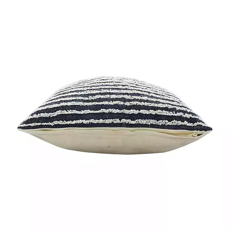 Pillows>Kirklands Home Blue Wispy Ways Tufted Stripes Cotton Pillow