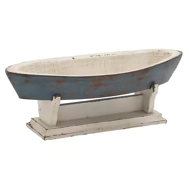 Statues & Figurines>Kirklands Home Wood Boat Sculpture Blue