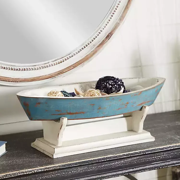 Statues & Figurines>Kirklands Home Wood Boat Sculpture Blue