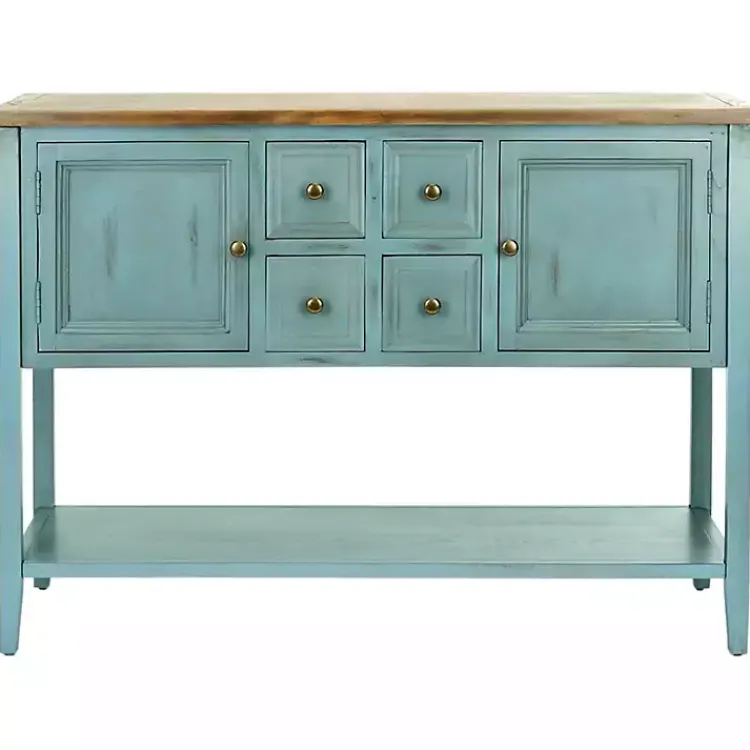 Kirklands Home Wood 2-Door Storage Console Table Blue Hot