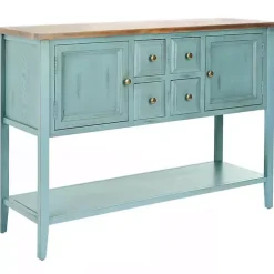 Kirklands Home Wood 2-Door Storage Console Table Blue Hot