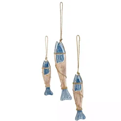 Kirklands Home Blue Wood Fish Hanging Wall Plaques, Set of 3 Outlet