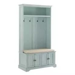 Kirklands Home Wood Hall Tree with Cushioned Bench Blue Discount