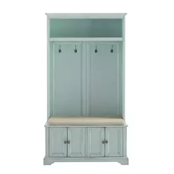 Kirklands Home Wood Hall Tree with Cushioned Bench Blue Discount