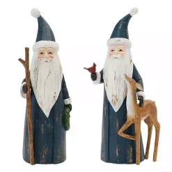 Christmas Decorations>Kirklands Home Woodland Santa Figurines, Set of 2 Blue