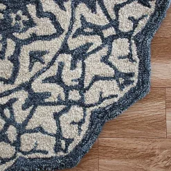 Kirklands Home Blue Wool Mosaic Medallion Round Area Rug, 3 ft. Outlet