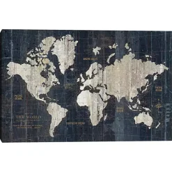 Kirklands Home World Map Canvas Art Print Blue New