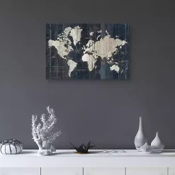 Kirklands Home World Map Canvas Art Print Blue New