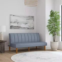 Kirklands Home Woven Channel Convertible Sofa Blue Outlet