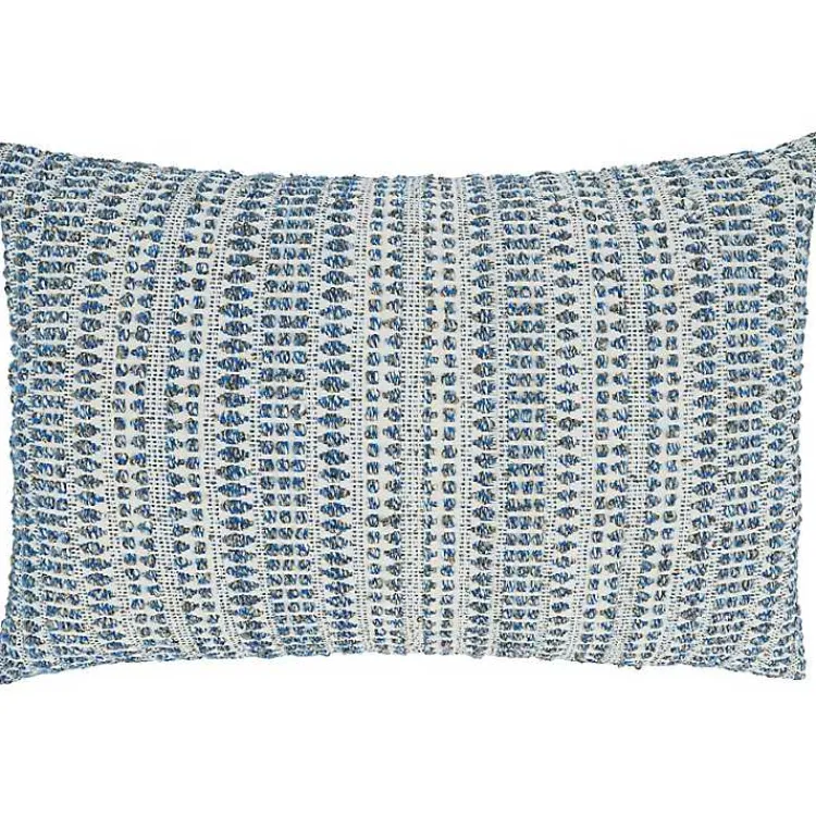 Pillows>Kirklands Home Blue Woven Line Cotton Lumbar Pillow