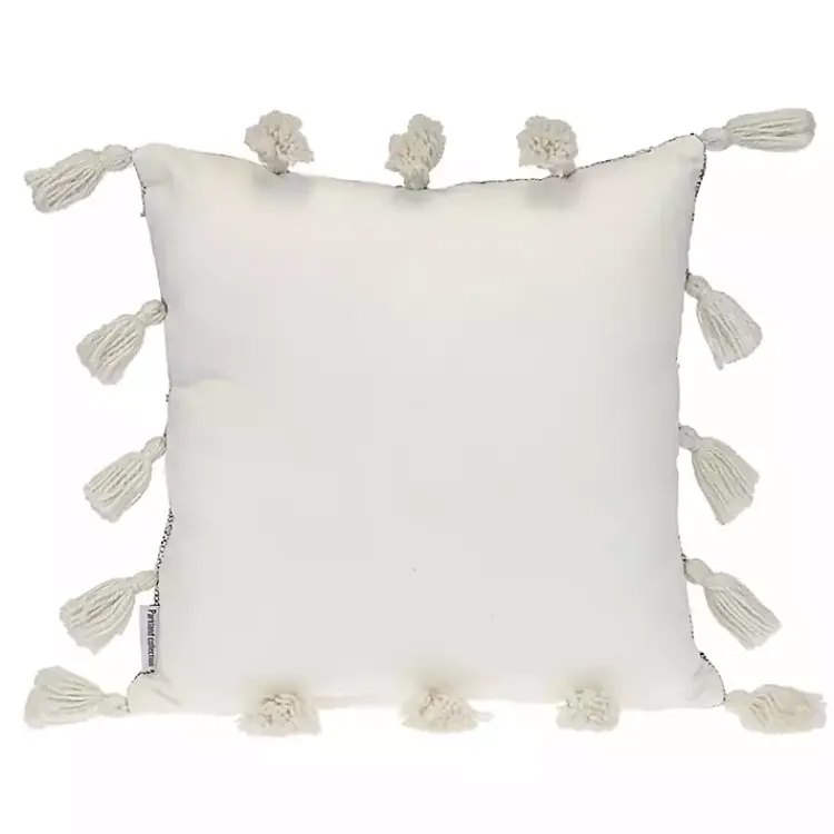 Pillows>Kirklands Home Blue Woven Texture Tassel Pillow