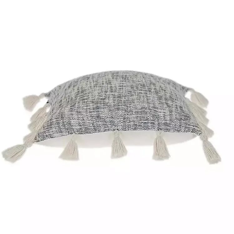 Pillows>Kirklands Home Blue Woven Texture Tassel Pillow