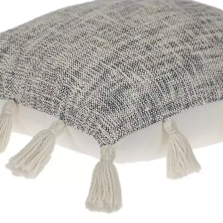 Pillows>Kirklands Home Blue Woven Texture Tassel Pillow