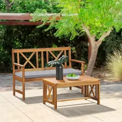 Kirklands Home Blue X-Back Acacia Wood 2-pc. Outdoor Living Set Best