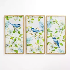 Kirklands Home Bluebird Paradise Framed Canvas Prints, Set of 3 Sale