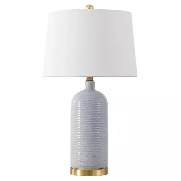 Kirklands Home Blue-Gray Striations Ceramic Table Lamp White Discount