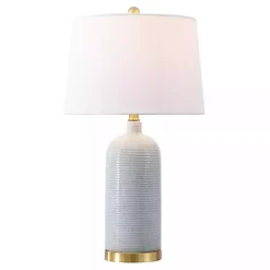 Kirklands Home Blue-Gray Striations Ceramic Table Lamp White Discount