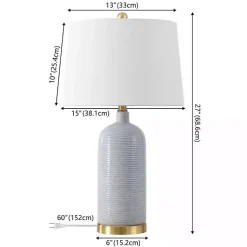 Kirklands Home Blue-Gray Striations Ceramic Table Lamp White Discount