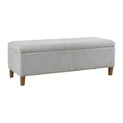 Kirklands Home Blue-Gray Upholstered Soft-Close Storage Bench Online