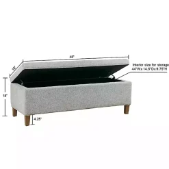 Kirklands Home Blue-Gray Upholstered Soft-Close Storage Bench Online