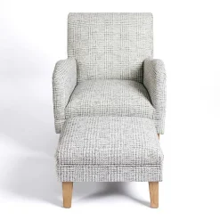 Kirklands Home Blue-Grey Houndstooth 2-pc. Chair and Ottoman Set Sale