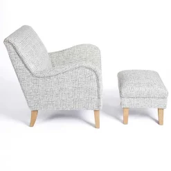 Kirklands Home Blue-Grey Houndstooth 2-pc. Chair and Ottoman Set Sale