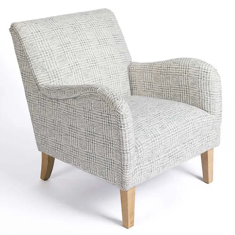 Kirklands Home Blue-Grey Houndstooth 2-pc. Chair and Ottoman Set Sale