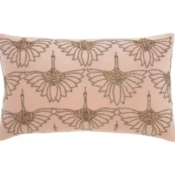 Pillows>Kirklands Home Blush Beaded Floral Motif Lumbar Pillow Pink