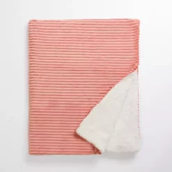 Blankets & Throws>Kirklands Home Blush Corduroy Sherpa Throw Pink