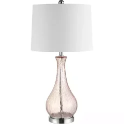 Kirklands Home Blush Crackle Glass Teardrop Table Lamp Ivory