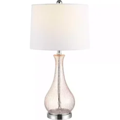 Kirklands Home Blush Crackle Glass Teardrop Table Lamp Ivory