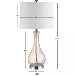 Kirklands Home Blush Crackle Glass Teardrop Table Lamp Ivory