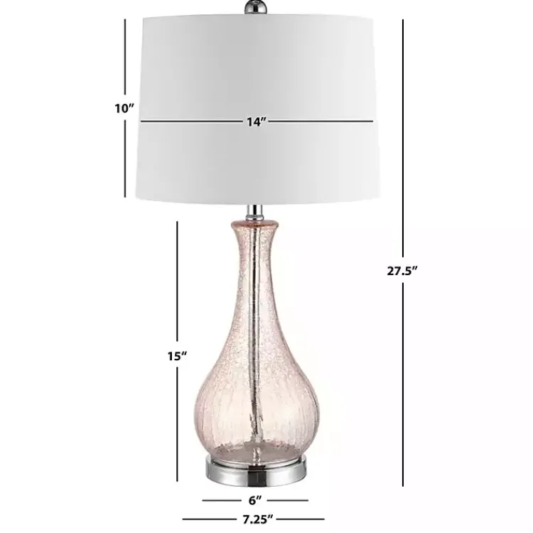 Kirklands Home Blush Crackle Glass Teardrop Table Lamp Ivory