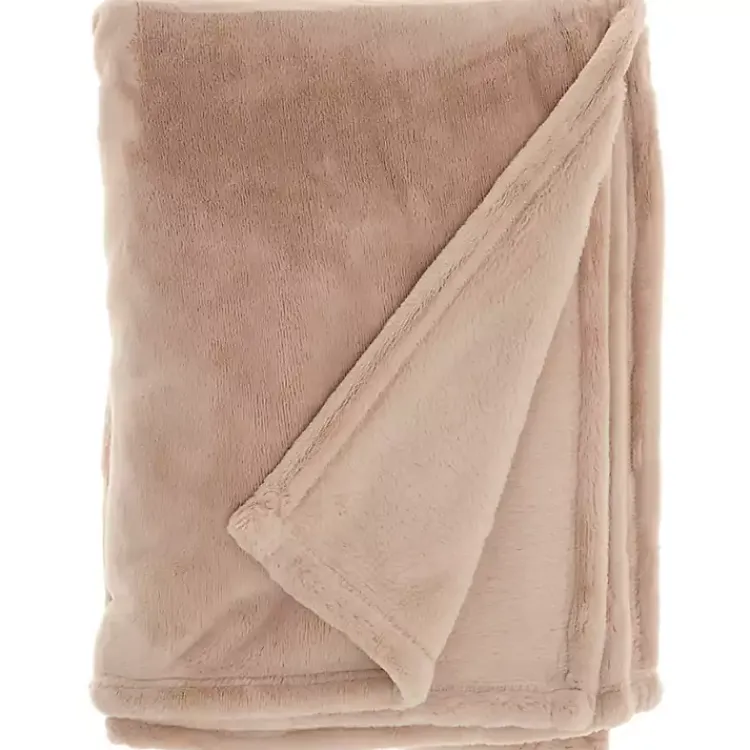 Blankets & Throws>Kirklands Home Blush Faux Sheared Mink Throw Pink