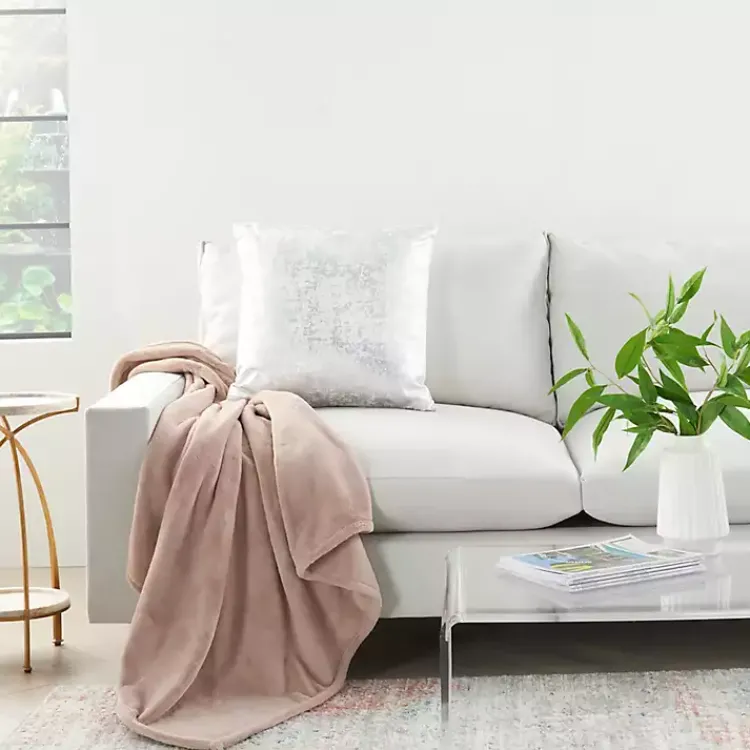 Blankets & Throws>Kirklands Home Blush Faux Sheared Mink Throw Pink