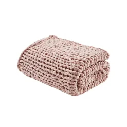 Blankets & Throws>Kirklands Home Blush Hand Made Chunky Double Knit Throw Blanket Pink