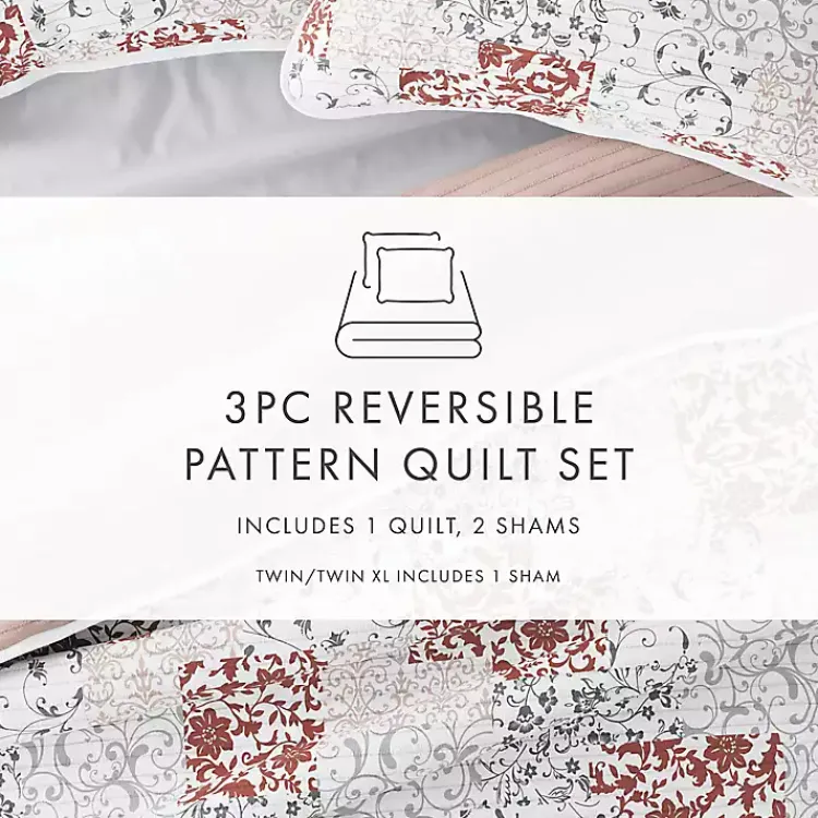 Kirklands Home Blush Patchwork Reversible 3-pc. King Quilt Set Clearance