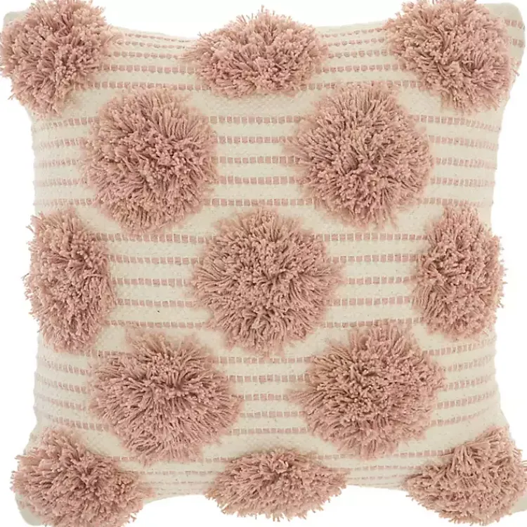 Pillows>Kirklands Home Blush Tufted Pom Poms Throw Pillow Pink