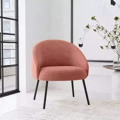 Kirklands Home Blush Velvet Modern Accent Chair Pink Clearance