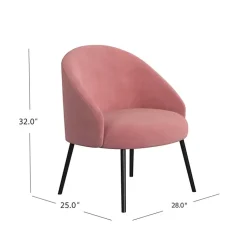 Kirklands Home Blush Velvet Modern Accent Chair Pink Clearance