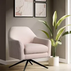 Kirklands Home Blush Velvet Swivel Accent Chair Pink Outlet