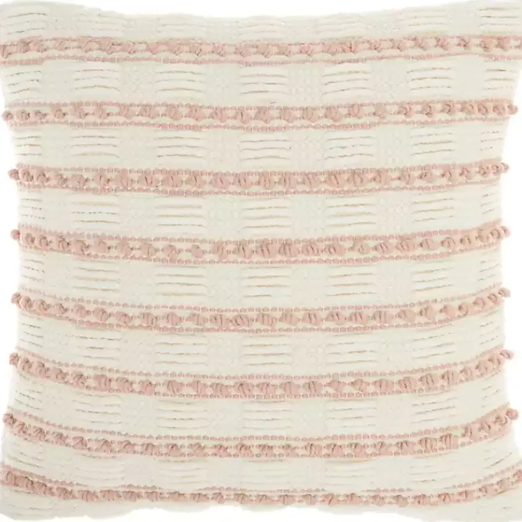 Pillows>Kirklands Home Blush Woven Knotted Stripes Throw Pillow Pink