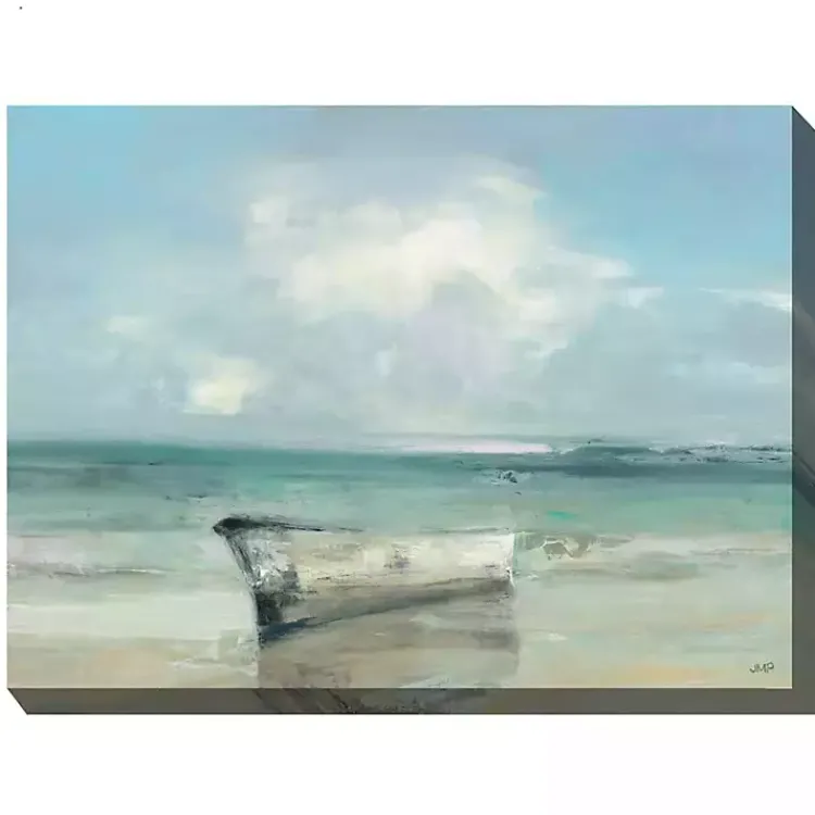 Kirklands Home Boat on Shore Outdoor Canvas Art Print Blue Hot