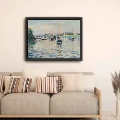 Kirklands Home Boats at Anchor on Seine Canvas Print, 42x32 in. Blue New