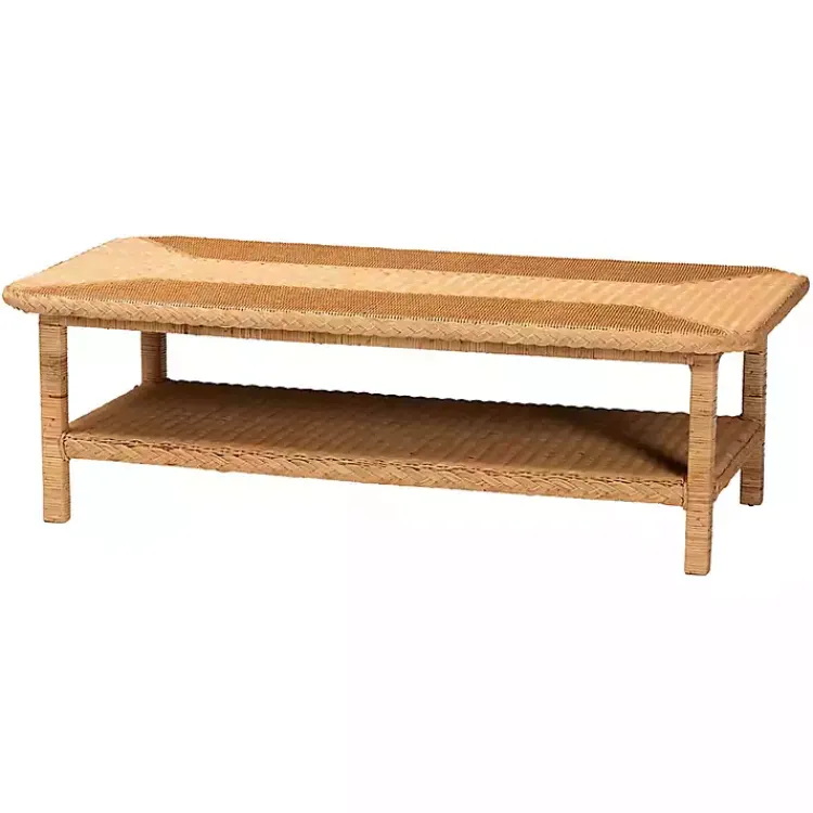 Kirklands Home Bohemian Braided Rat Coffee Table Tan Discount