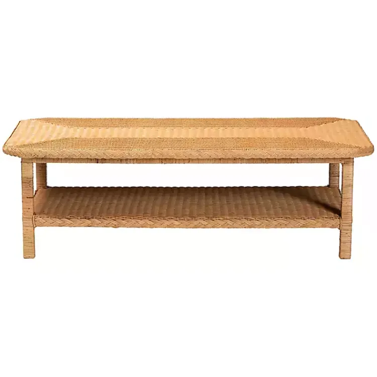 Kirklands Home Bohemian Braided Rat Coffee Table Tan Discount