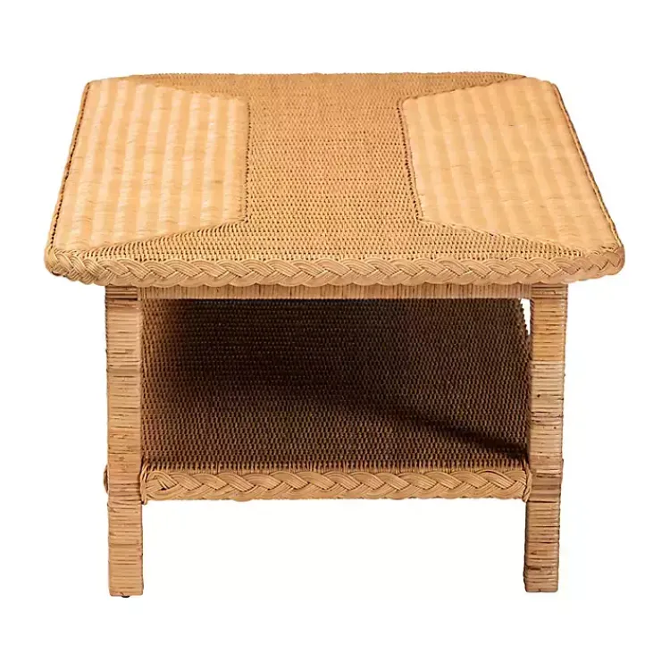 Kirklands Home Bohemian Braided Rat Coffee Table Tan Discount