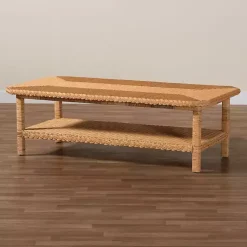Kirklands Home Bohemian Braided Rat Coffee Table Tan Discount