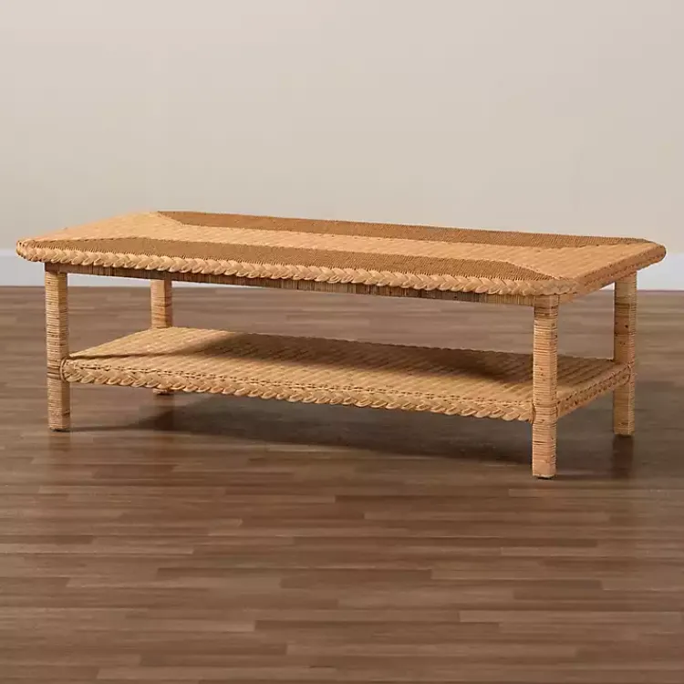 Kirklands Home Bohemian Braided Rat Coffee Table Tan Discount